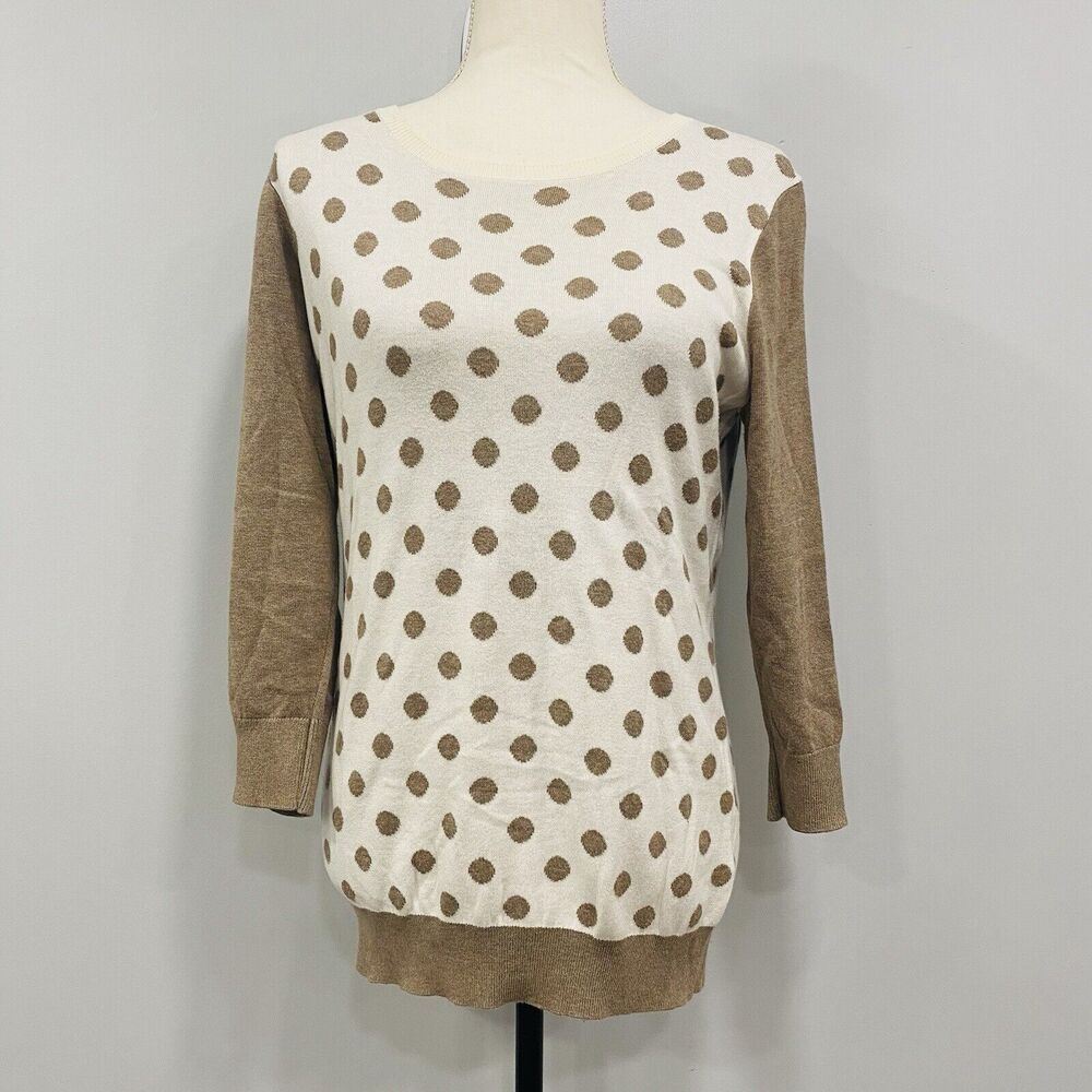 Banana Republic M Polka Dot Pullover Sweater Womens Cotton Neutral Cabincore
